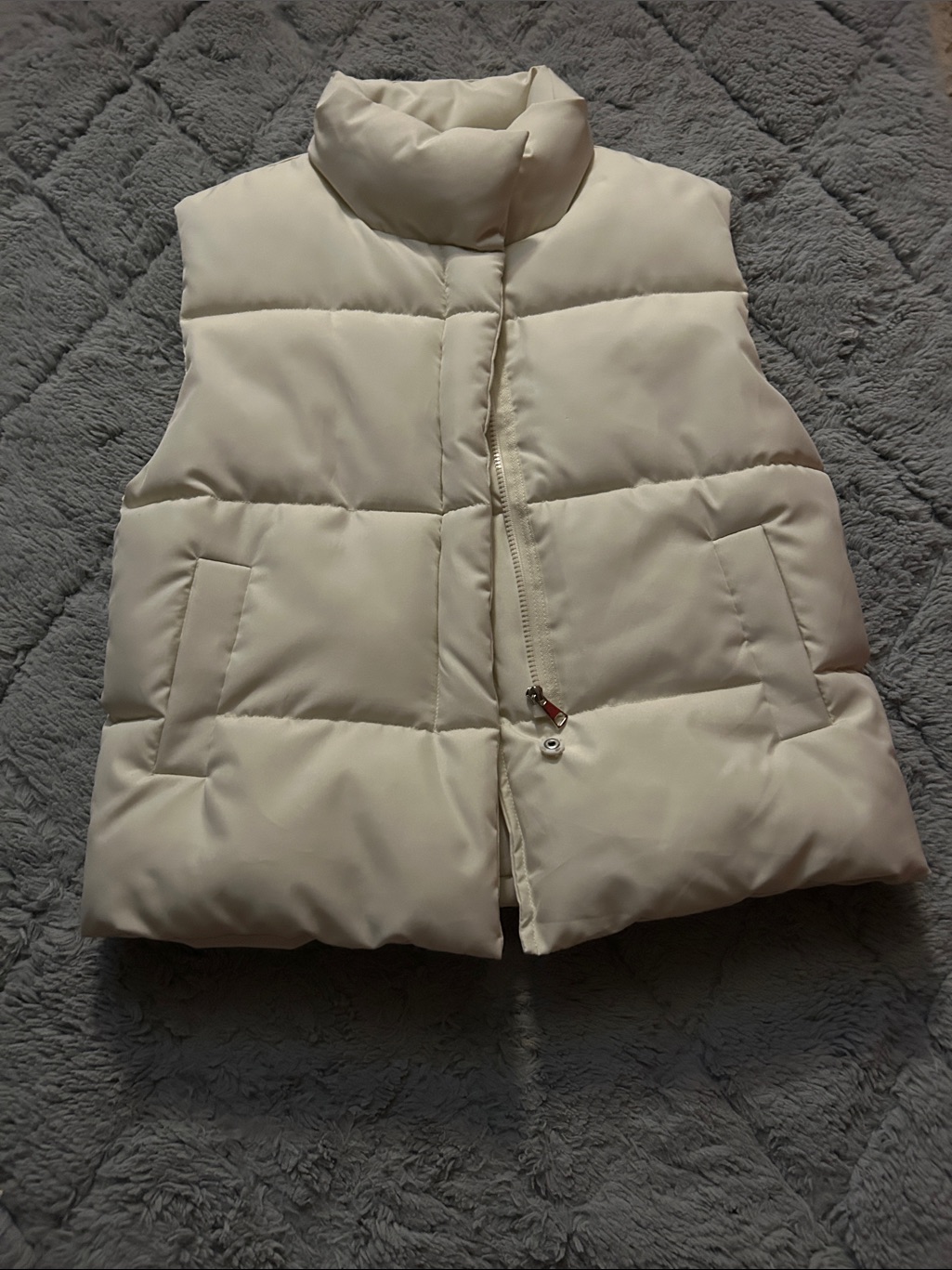 Shein Cream Quilted Puffer Vest